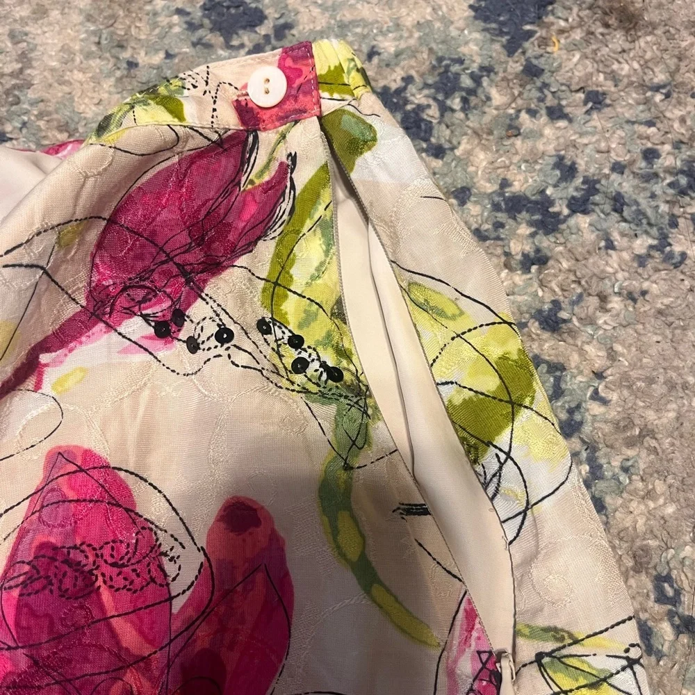 Chico’s Floral A-Line Skirt | Size 2 | Vibrant Pink & Green Print - Picture 2 of 3